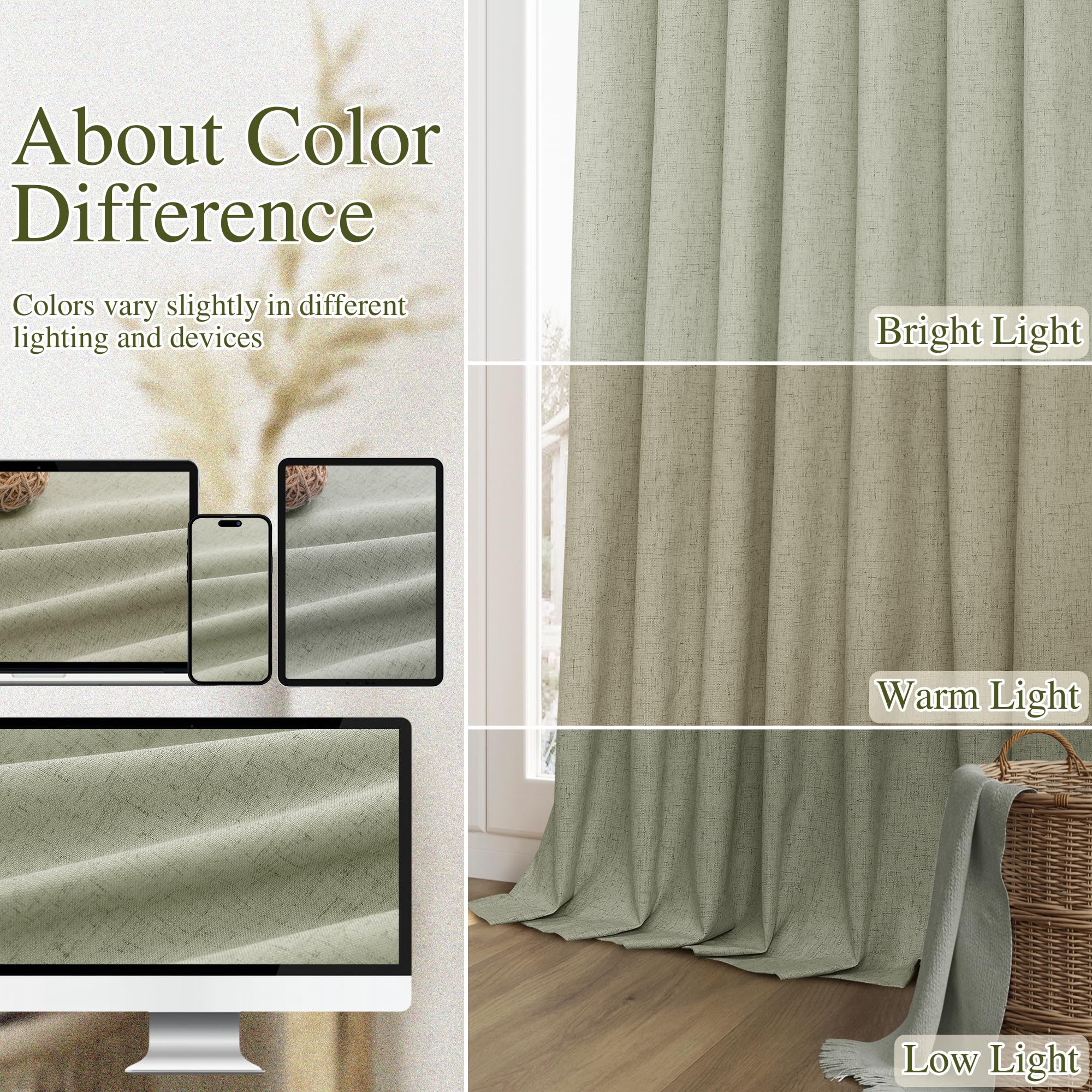 Guken Sage Green living room setup shows versatile light control and style.