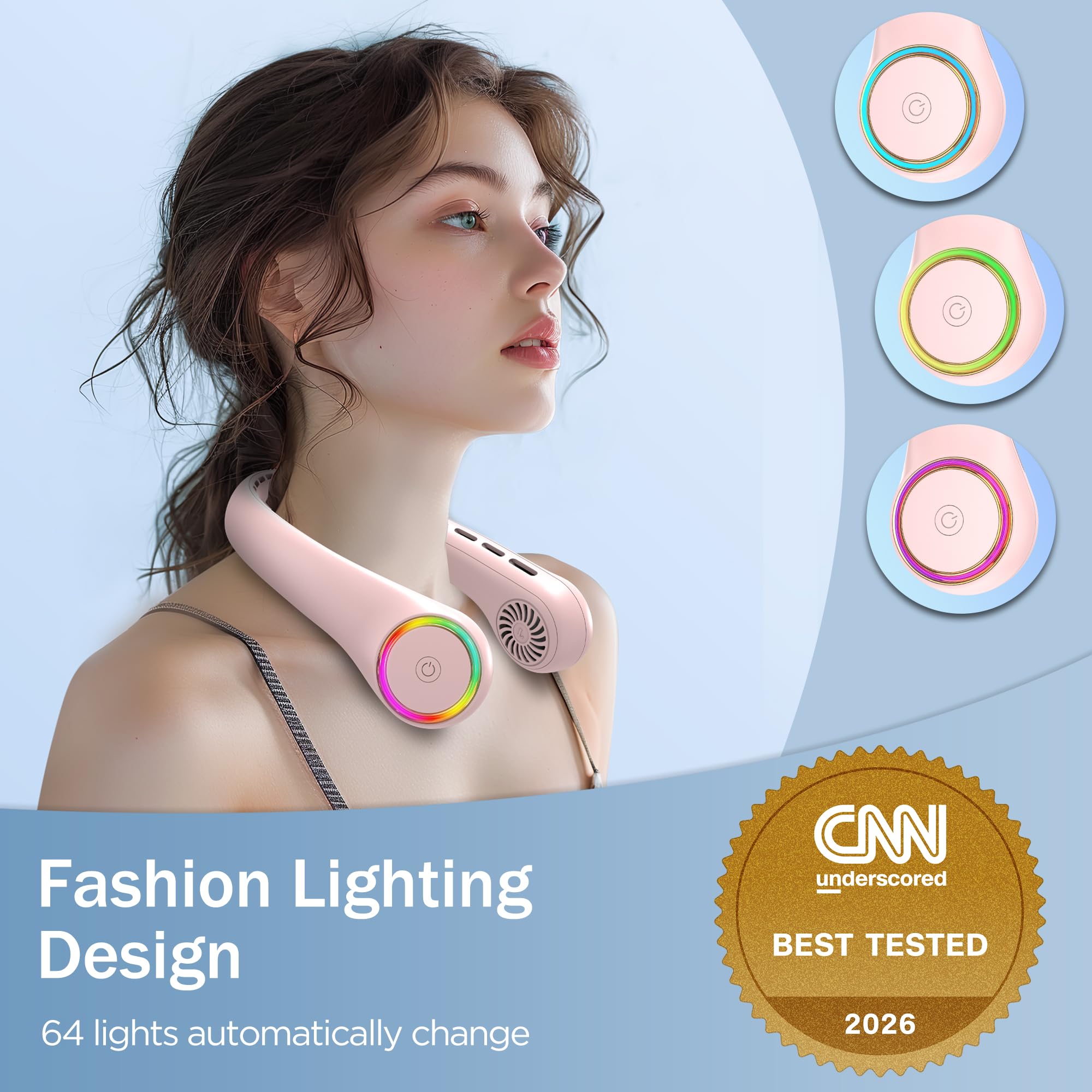 GULAKI neck fan with 3-speed controls for personalized airflow