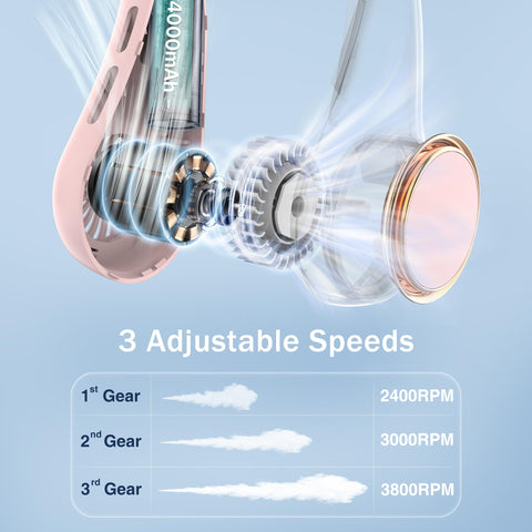 GULAKI neck fan 4000mAh battery for long-lasting use