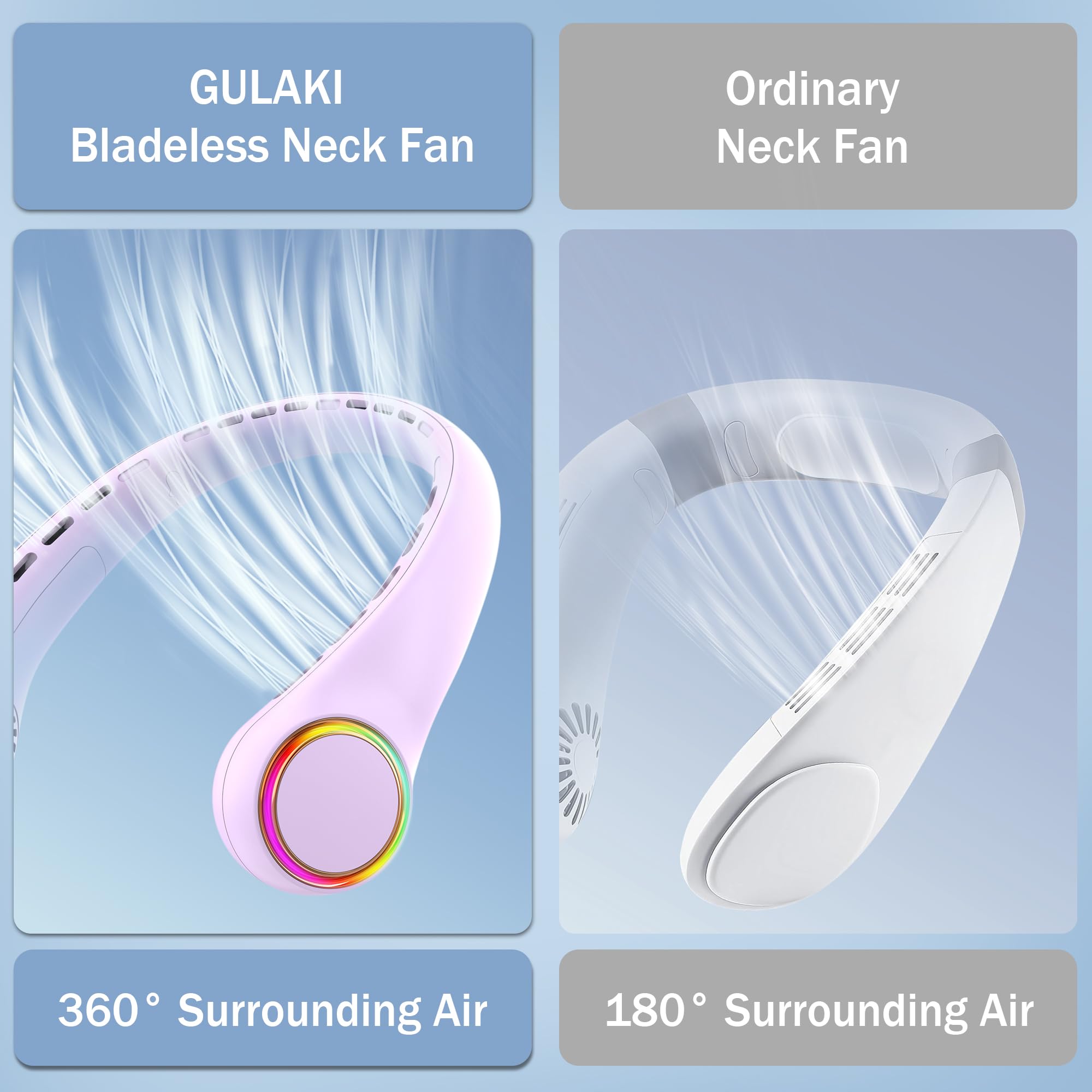GULAKI neck fan operates quietly for peaceful use