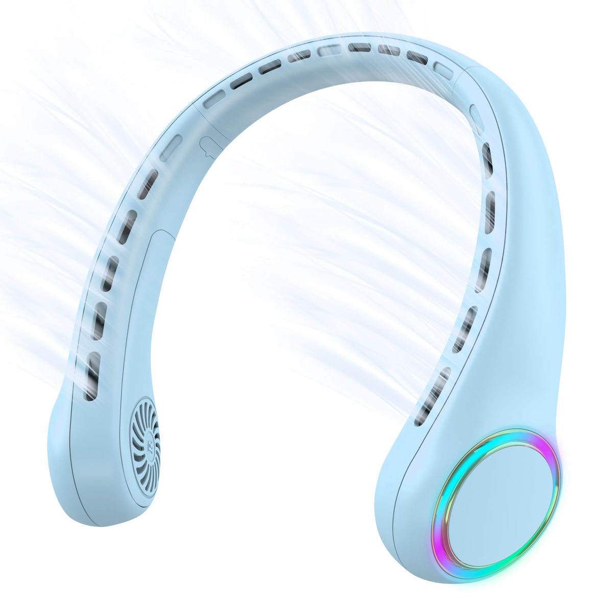 GULAKI neck fan worn for hands-free cooling with a comfortable wearable design.
