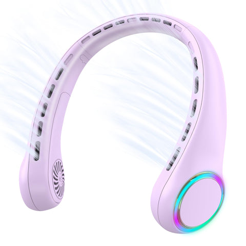 GULAKI neck fan worn around the neck in purple for hands free cooling