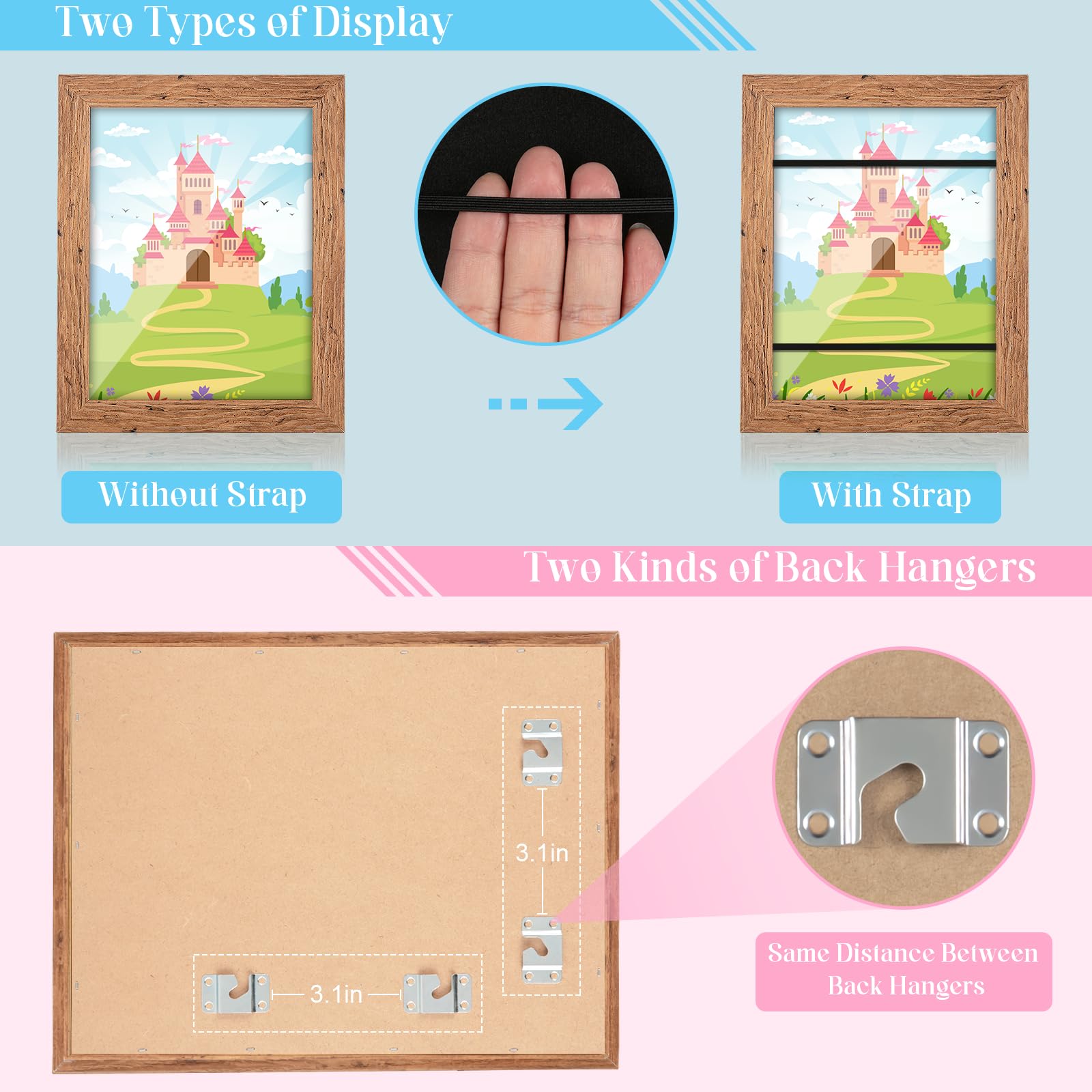 GULETHUN dark woodgrain frame displays elegant children's art