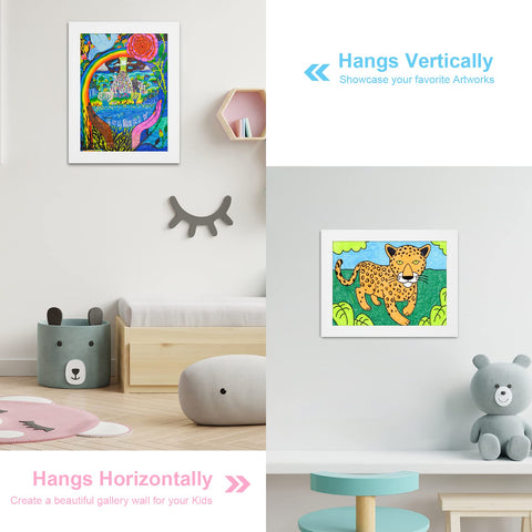 GULETHUN kids art frame 180-degree open front makes swapping artwork easy.