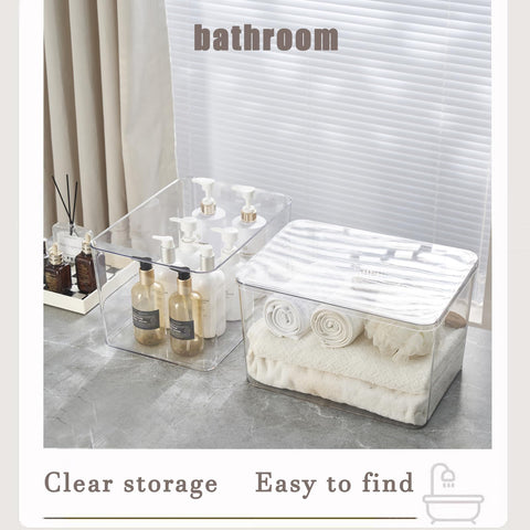 GUMEIGODA clear dust proof nursery bin keeps toys organized.