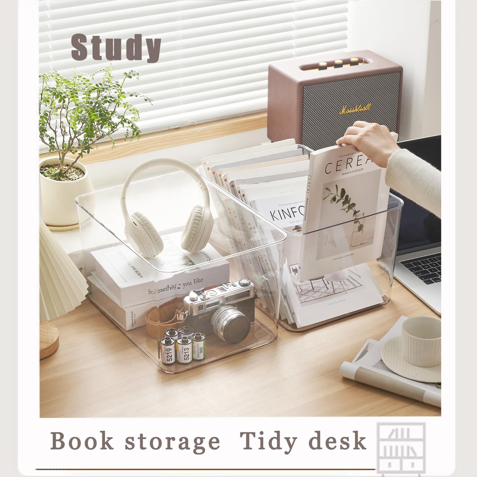 GUMEIGODA transparent storage box on dressing table for quick access.