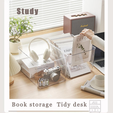 GUMEIGODA transparent storage box on dressing table for quick access.
