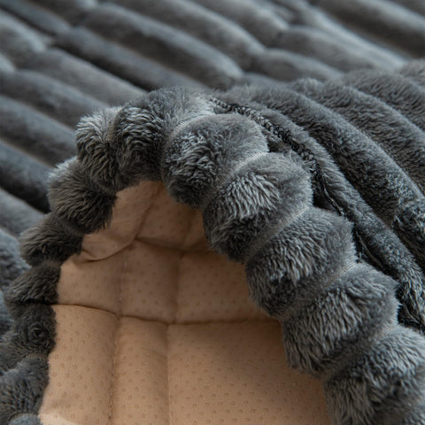 Dog lounging on Gumfolk cover illustrates pet-friendly, tidy living space.