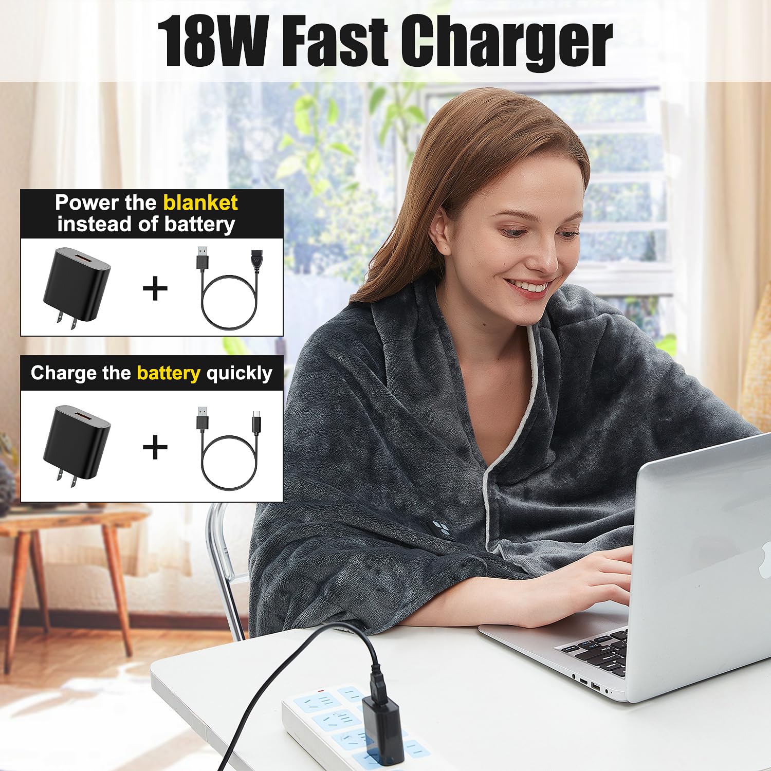 GUOAN blanket offers 3 heat levels and timing options.