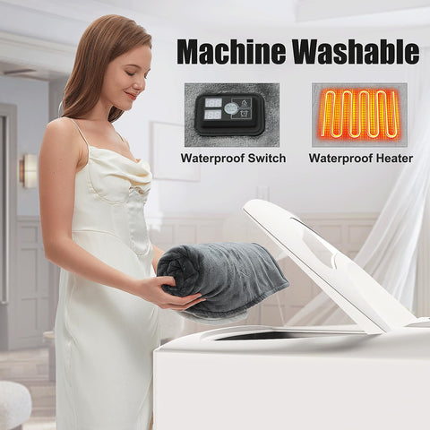 GUOAN portable heated throw ideal for couch, bed, or travel warmth.