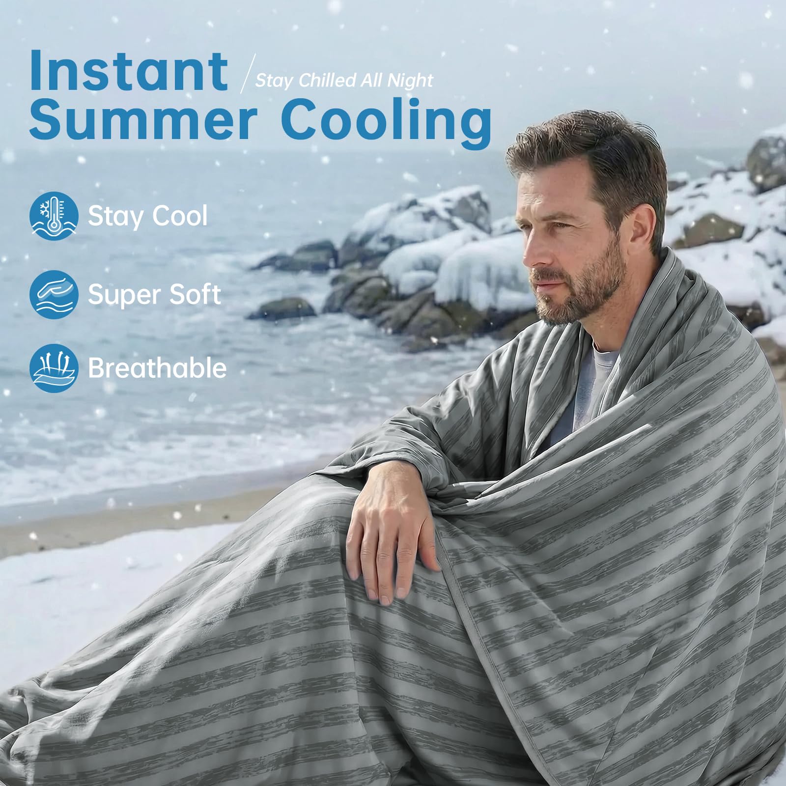 Guohaoi cooling blanket shown with washing care for easy machine cleaning