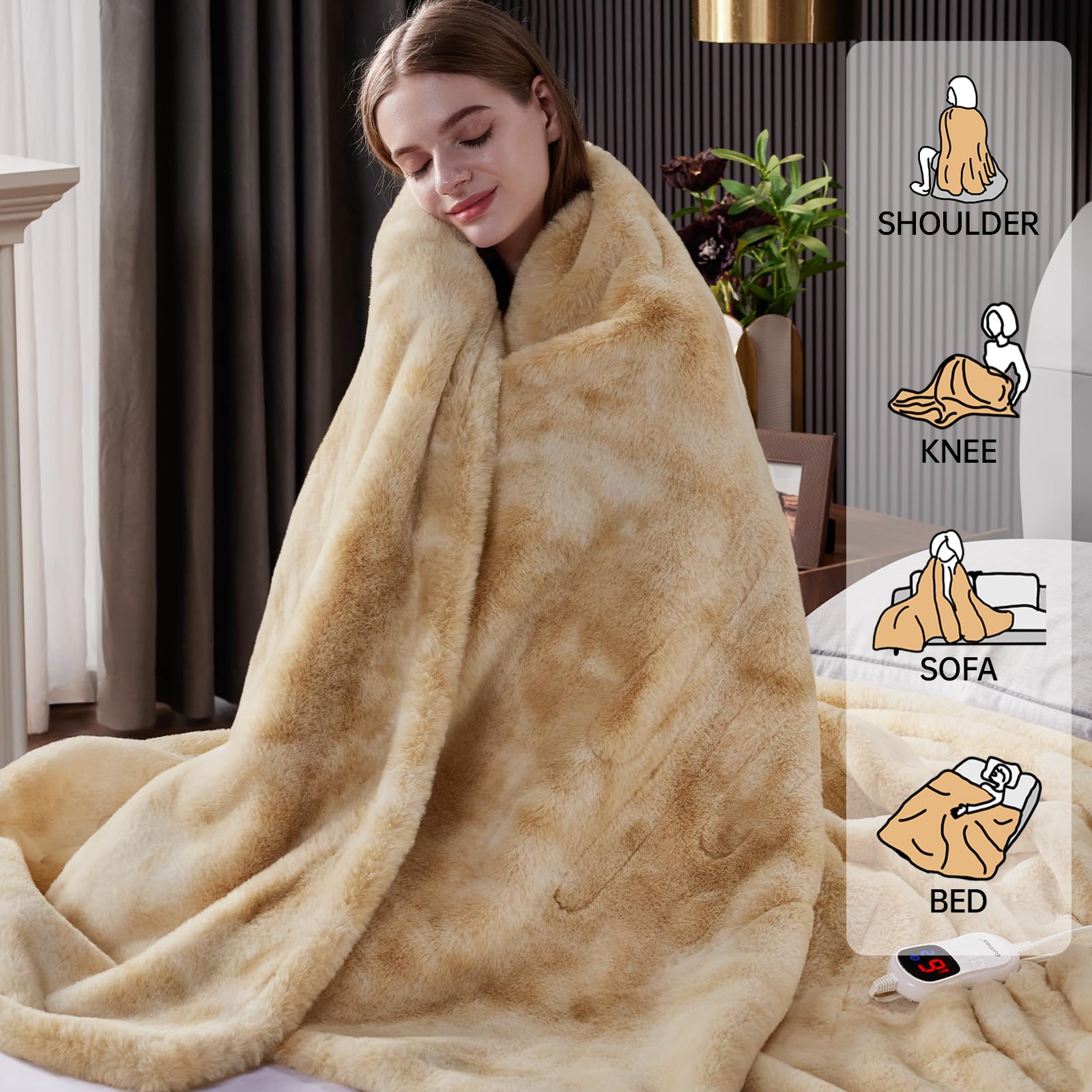 Guohaoi soft faux rabbit fur blanket closeup ultra plush