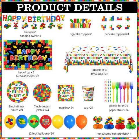 Gupesxu building block tablecloth creates a neat dining surface.