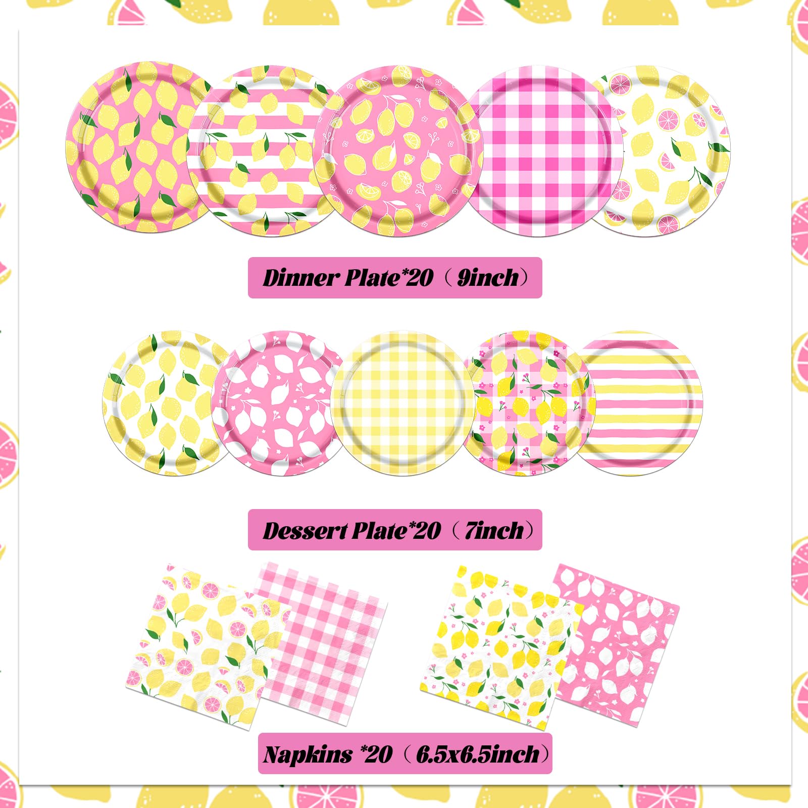 Gupesxu lemon party plates 7-inch ideal for dessert portions