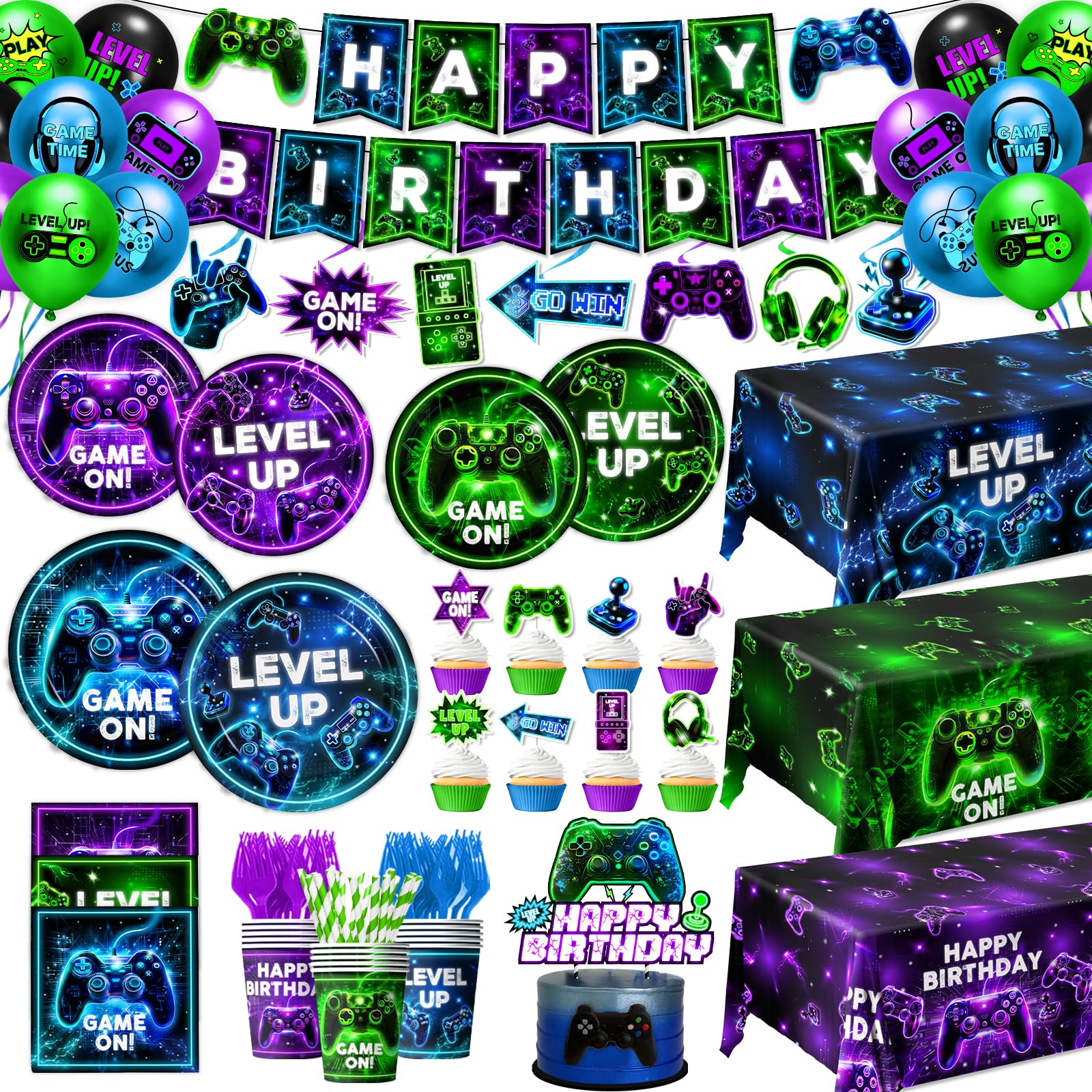 Gupesxu video game birthday decorations full set coordinates your party theme.