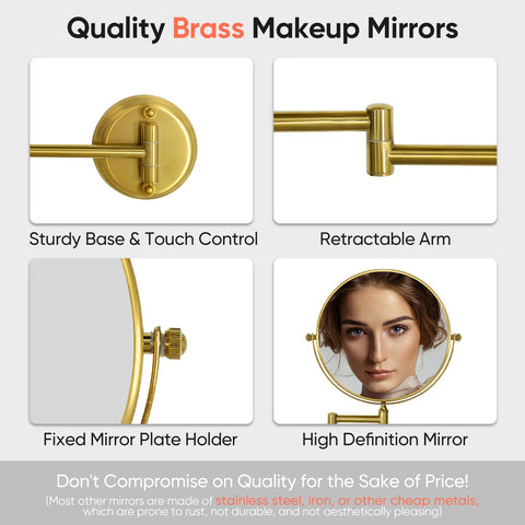 GURUN two-sided swivel makeup mirror shows 1x and 10x views for detailed work