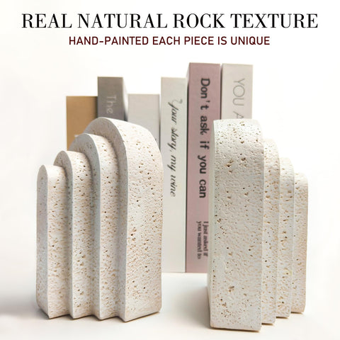 GUSFREUD resin book ends with rock texture for a refined study look.