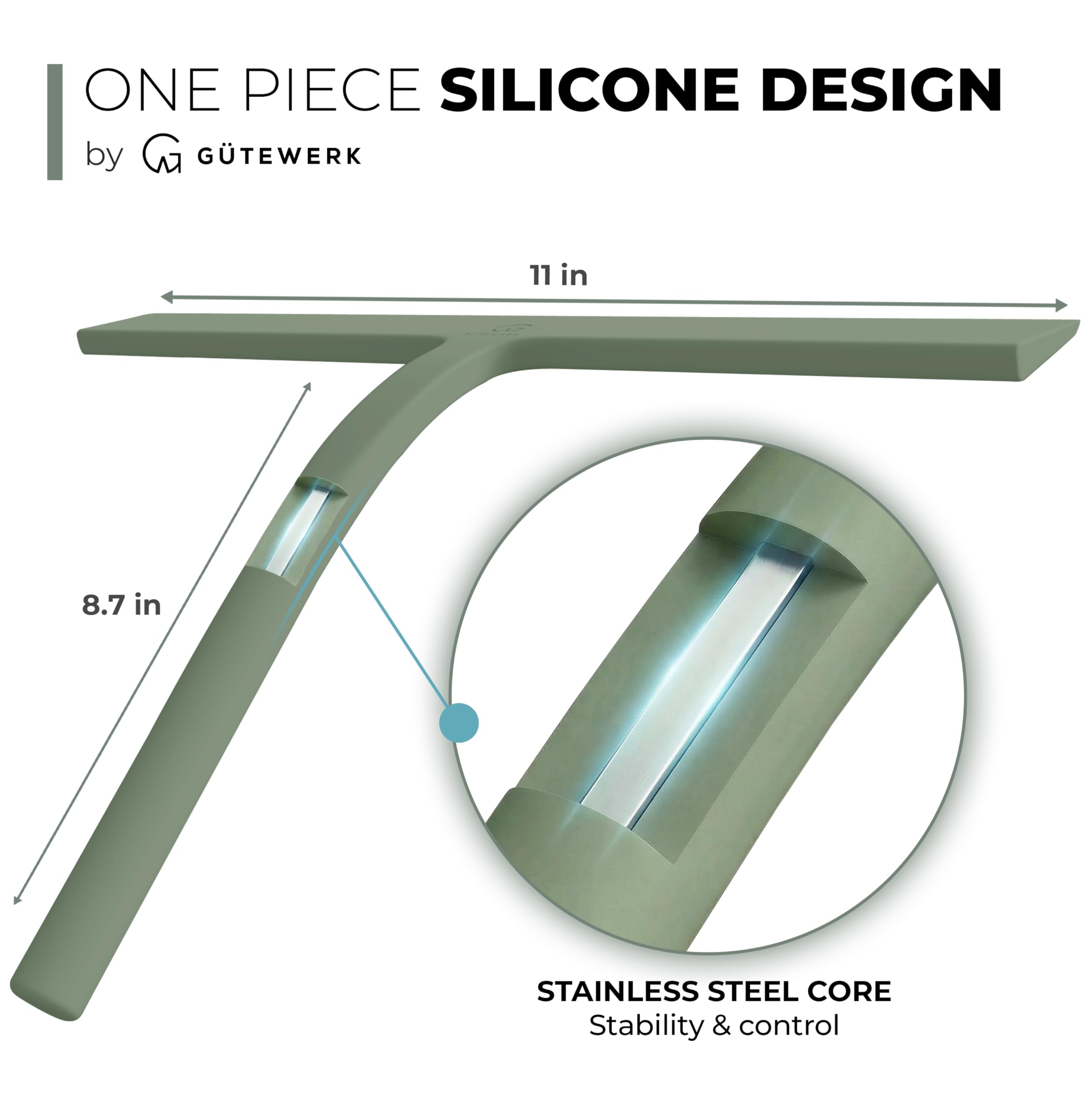 GÜTEWERK ergonomic handle offers comfortable grip for quick wipe-downs