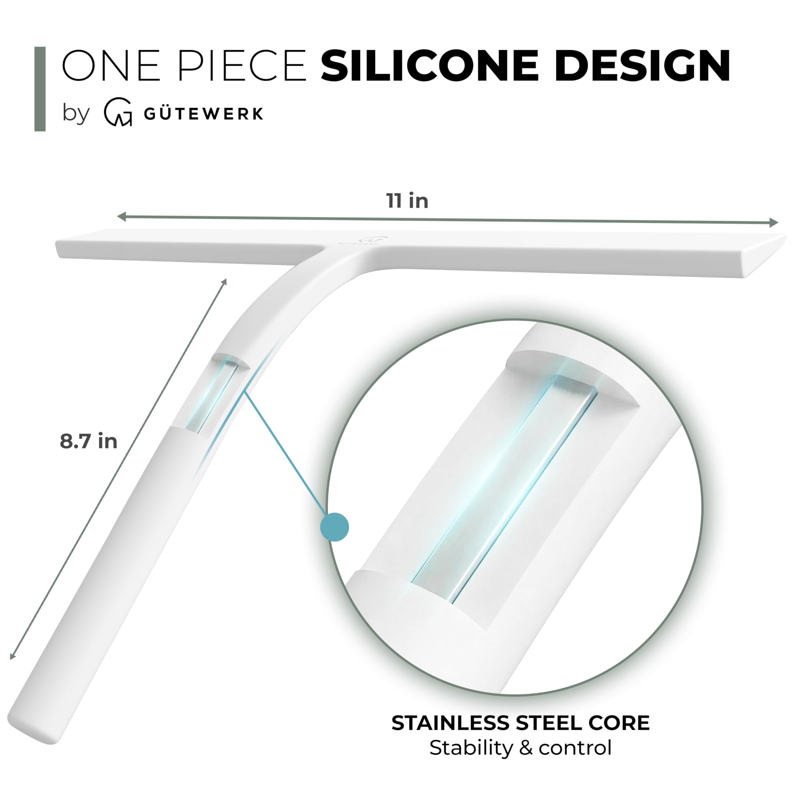 GÜTEWERK ergonomic design provides comfortable grip for efficient squeegee action.