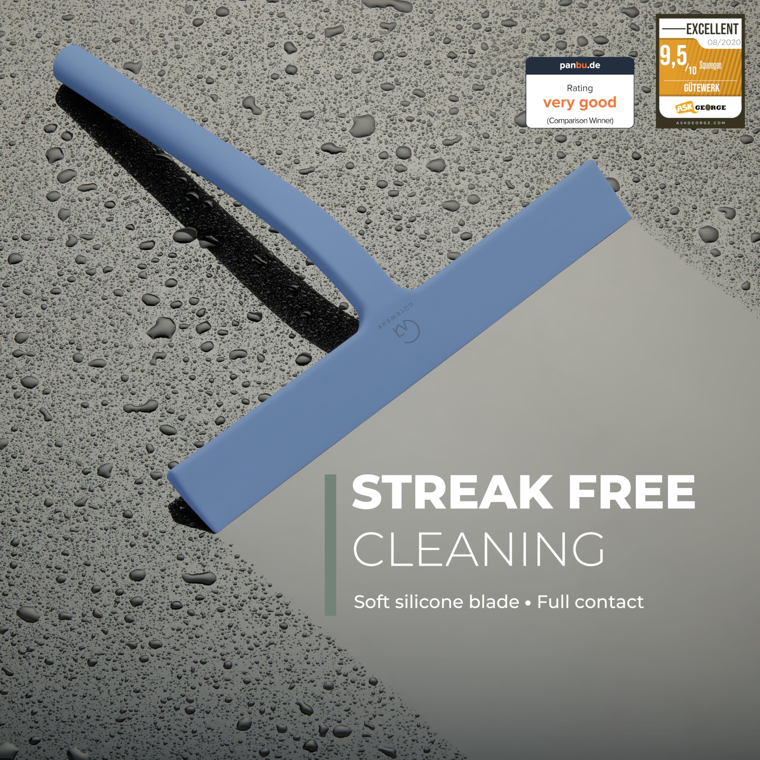 GÜTEWERK squeegee with stainless steel core for durable bathroom use