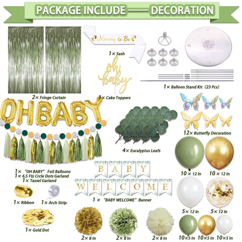 Guudmua Oh Baby banner adds focal charm to a neutral shower.