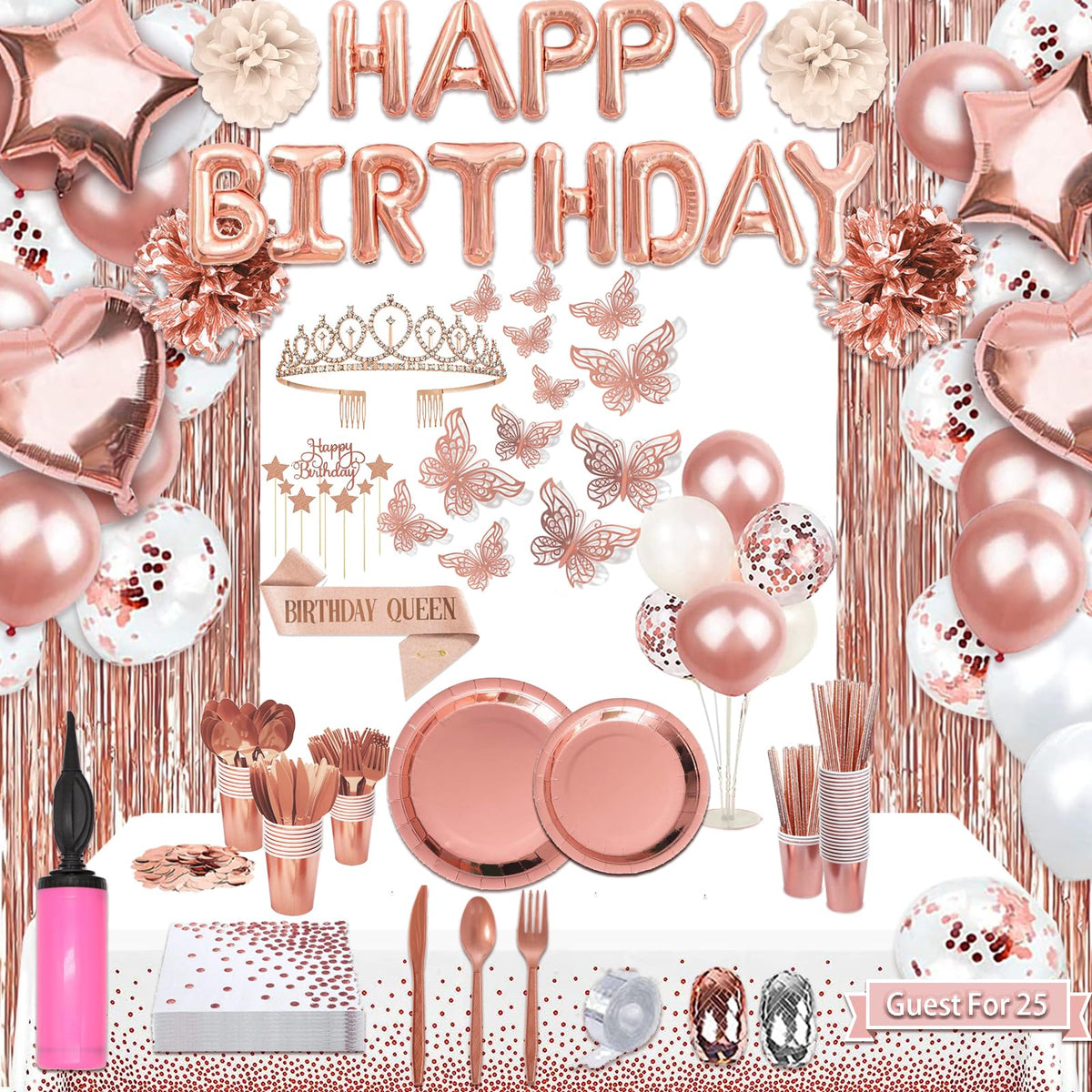 Guudmua rose gold tiara elevating party photos with elegant sparkle.