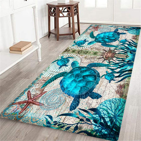 GUVICINIR coastal runner rug sea turtle pattern for hallways