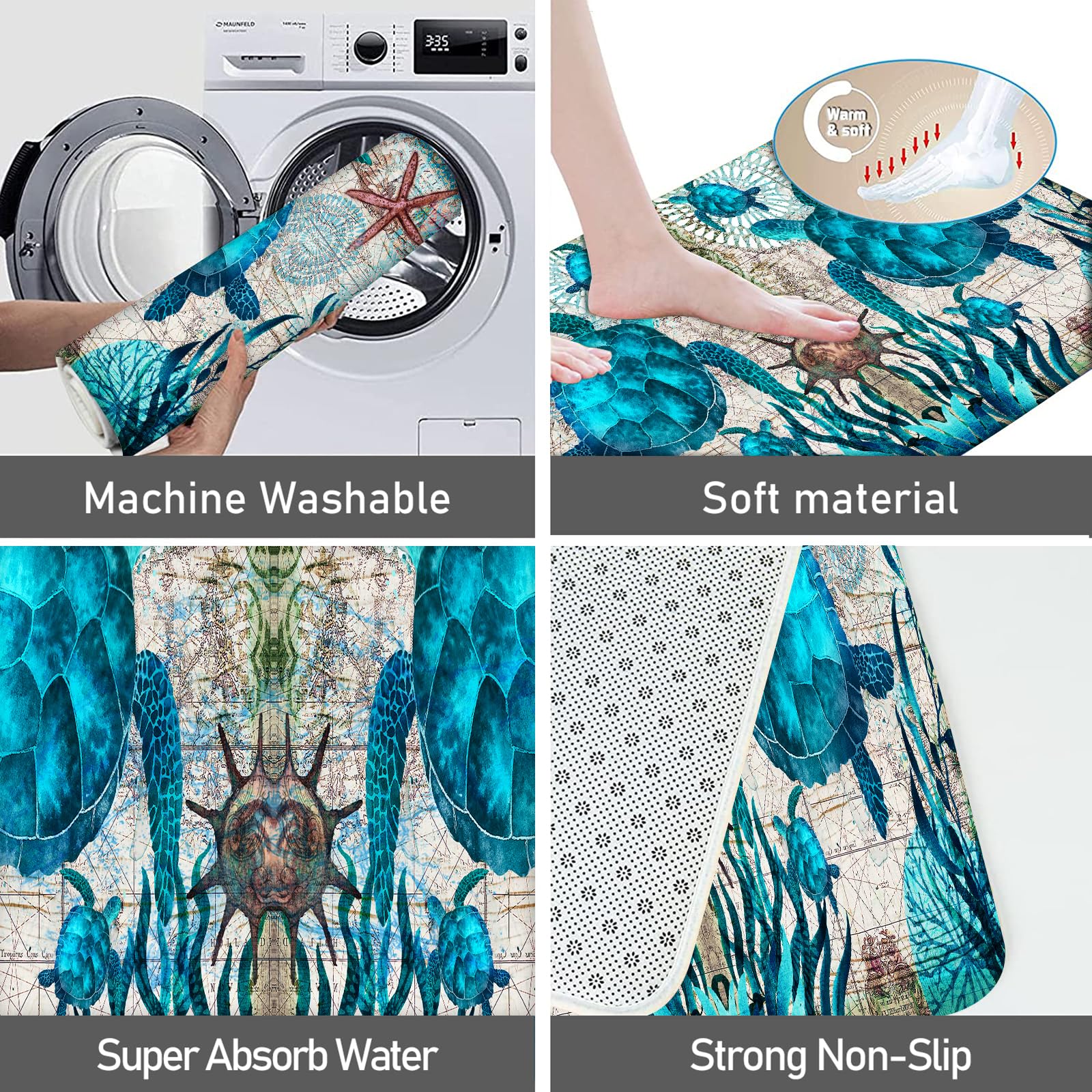 GUVICINIR ocean life themed rug complements beach decor