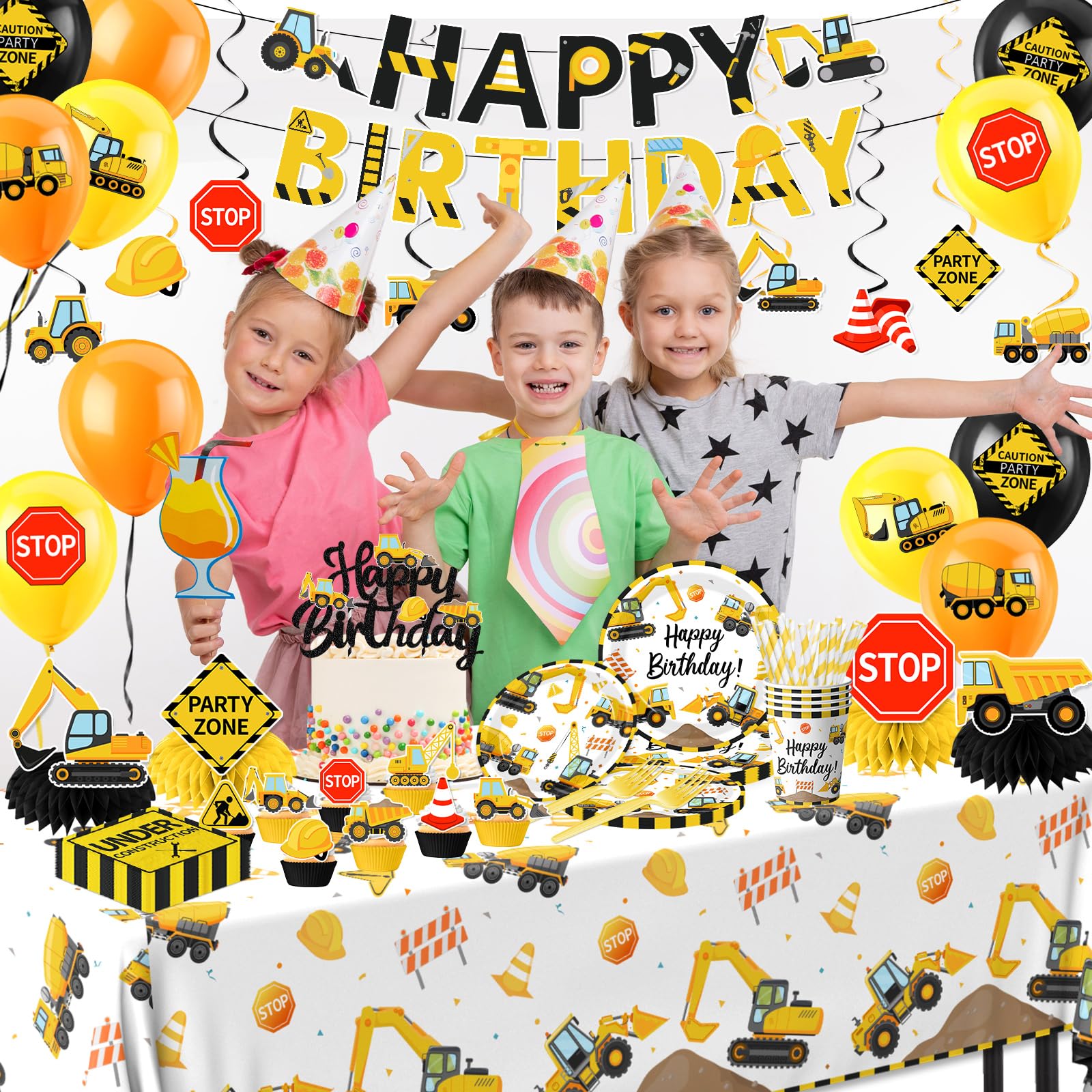 Guzbewu construction napkins 24-count for quick, themed cleanup during celebrations