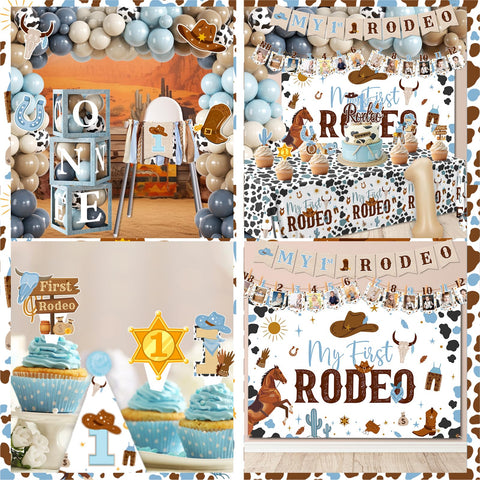 Guzbewu Cowboy Baby Shower balloons for a western themed party.