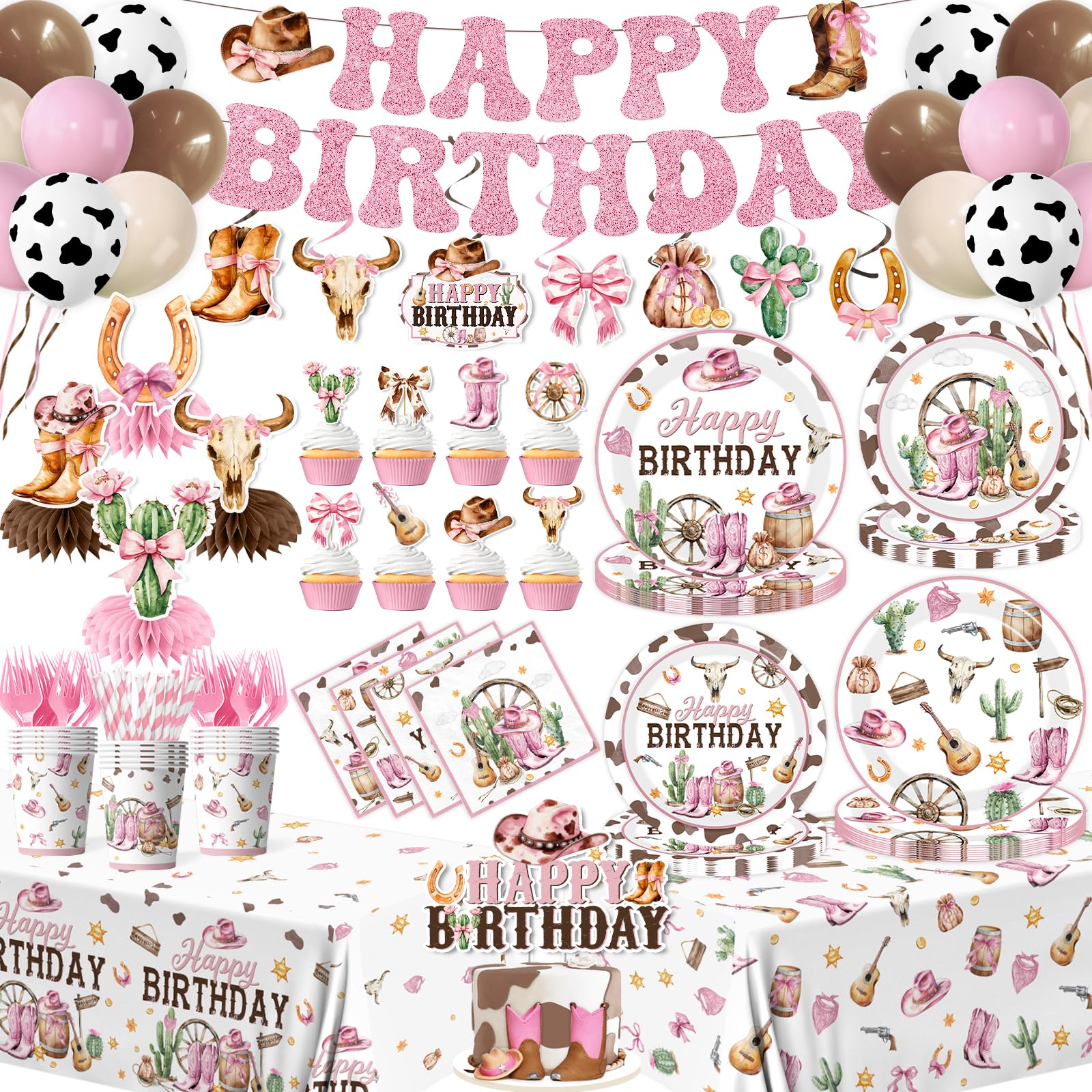 Guzbewu cowgirl banner brightens western party decor for celebrations.