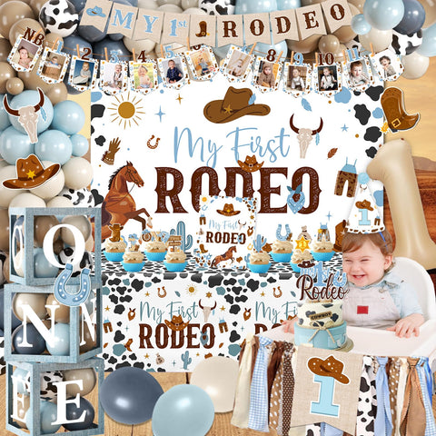 Guzbewu My First Rodeo banner for festive party decor.