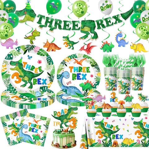 Guzbewu Three Rex banner adds lively, kid-friendly atmosphere to any dinosaur party.
