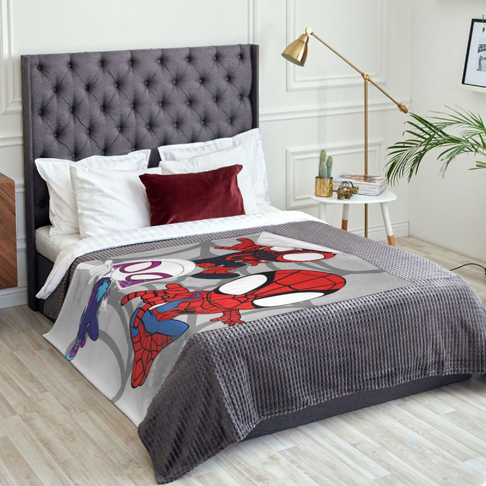 GVIOOEI Spider Blanket on bed adds warmth and playful charm.
