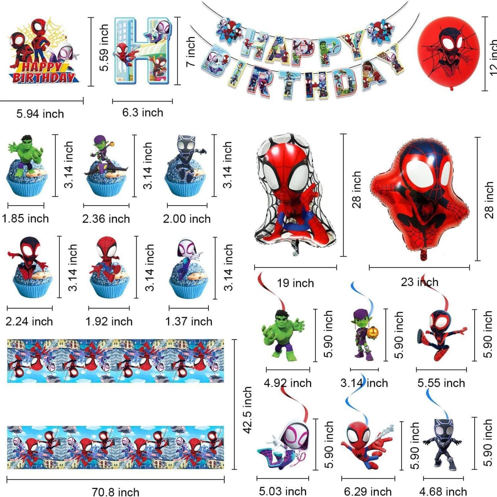GVIOOEI spider foil and latex balloons add vibrant decor