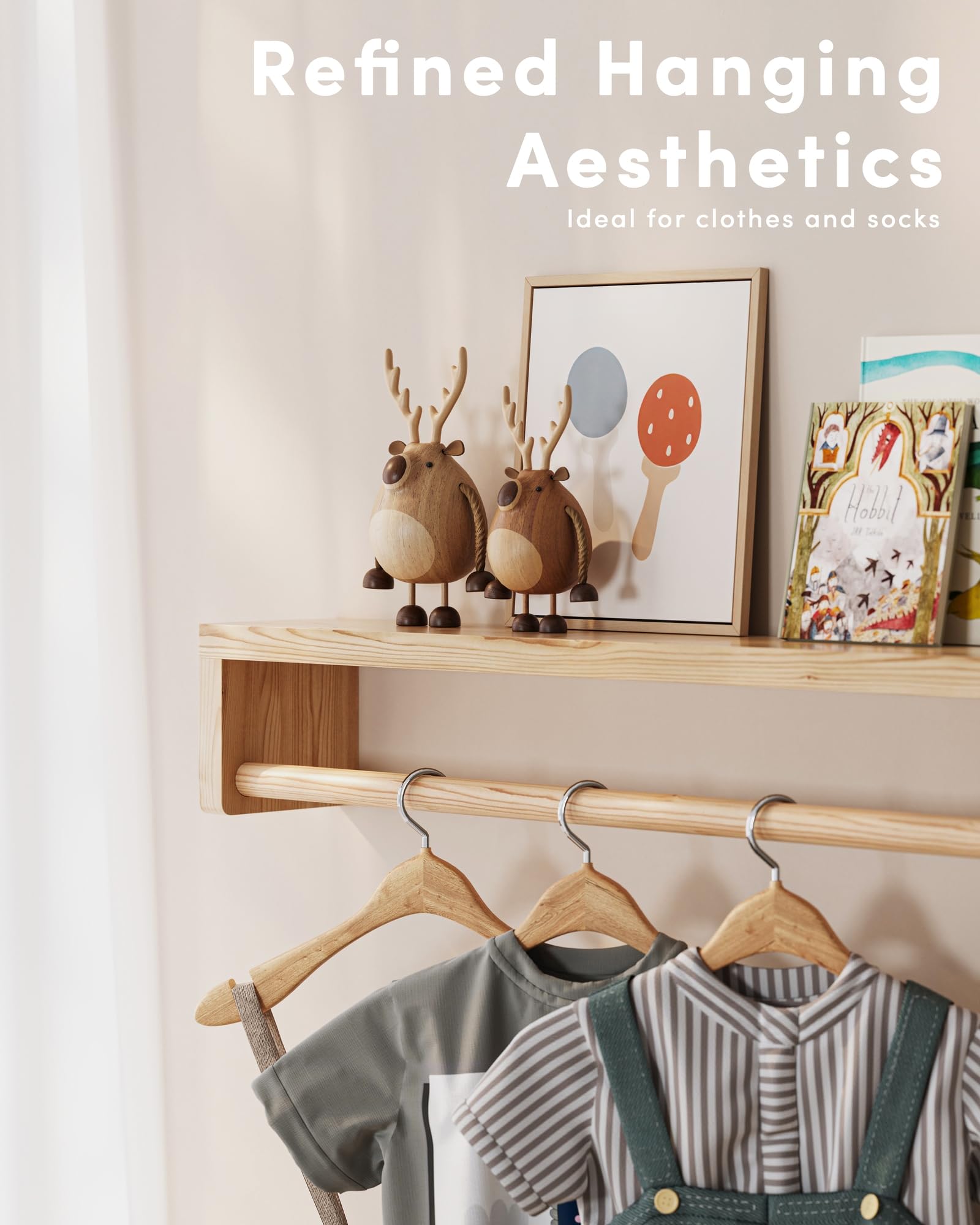 G&W Gruwald floating shelves highlight rounded edges for child-friendly design.