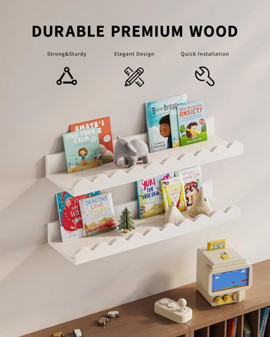 G&W Gruwald three-shelf set organizing books in a nursery