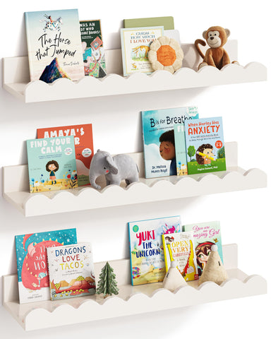 G&W Gruwald nursery book shelves set of 3 mounted on wall for tidy baby room