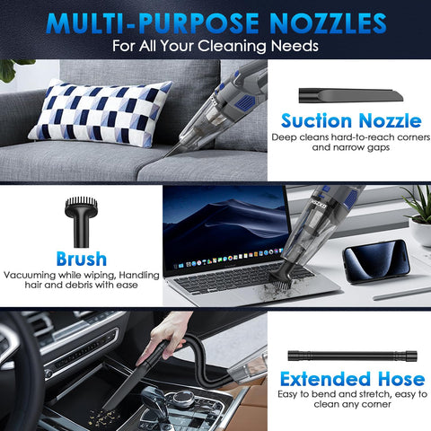 Gxzsk extension hose in use to reach corners and ceilings.