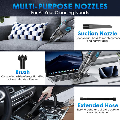 Gxzsk Handheld Vacuum long battery life enables 30-minute sessions