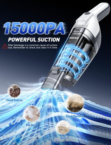 Gxzsk handheld vacuum with brush nozzle for fabric seats and upholstery.