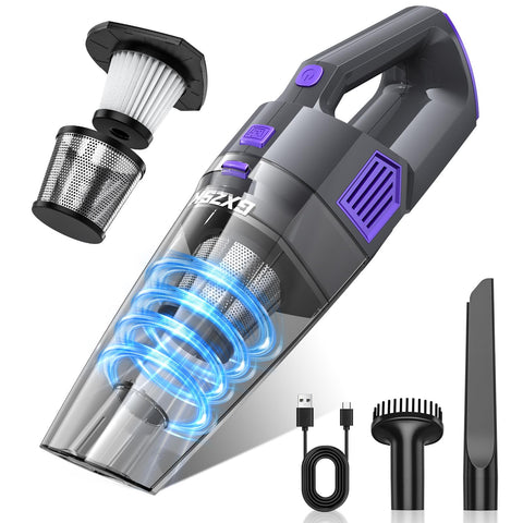 Gxzsk handheld vacuum cordless suction highlights strong 15kPa power for cars and home cleaning.