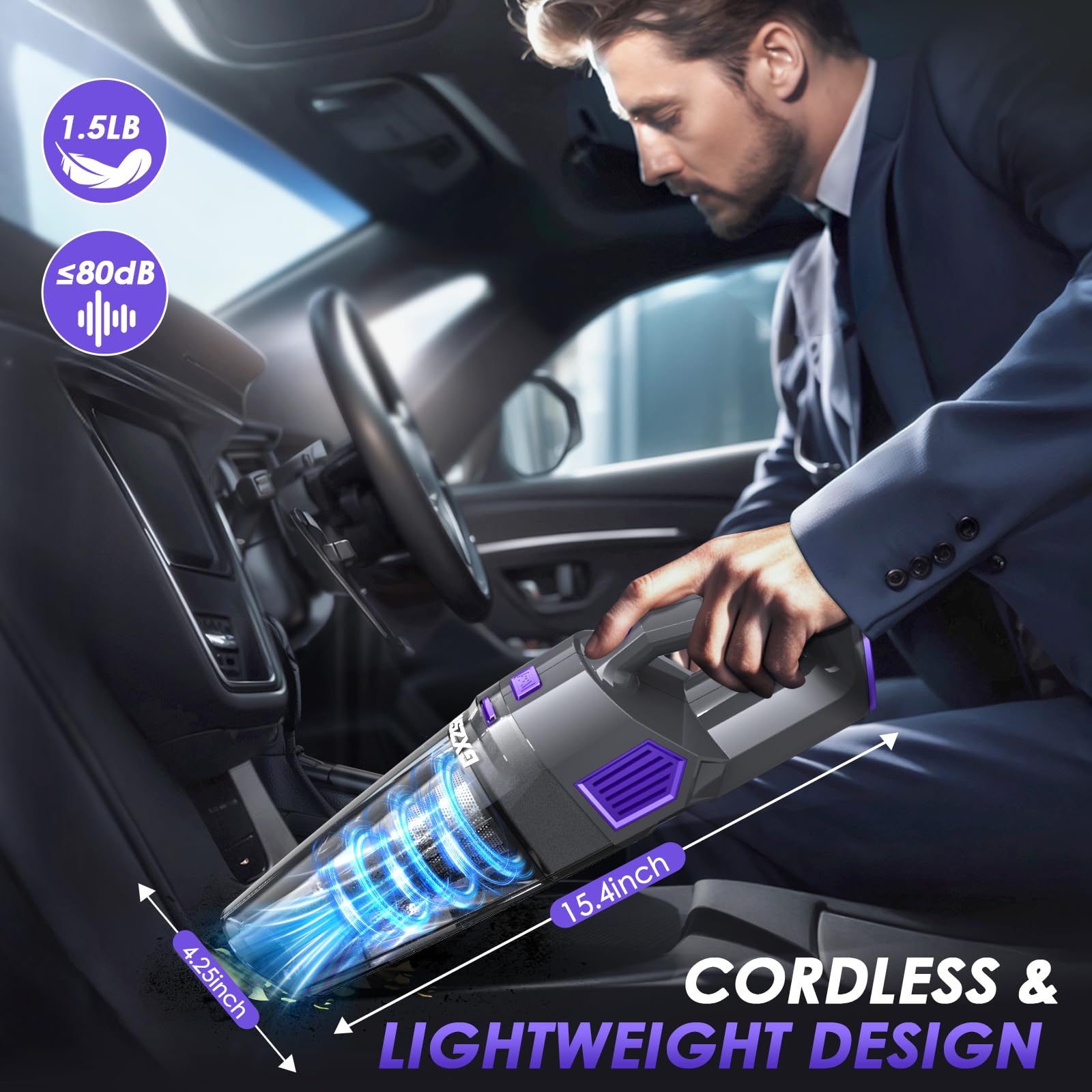 Gxzsk easy-empty 520mL dust cup simplifies maintenance.
