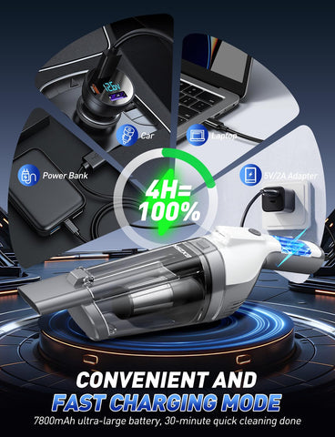 Gxzsk handheld vacuum showing USB Type-C charging for convenient top-ups.