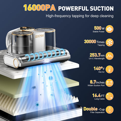 Gxzsk mattress vacuum uses 140°F heat to dry fabrics quickly