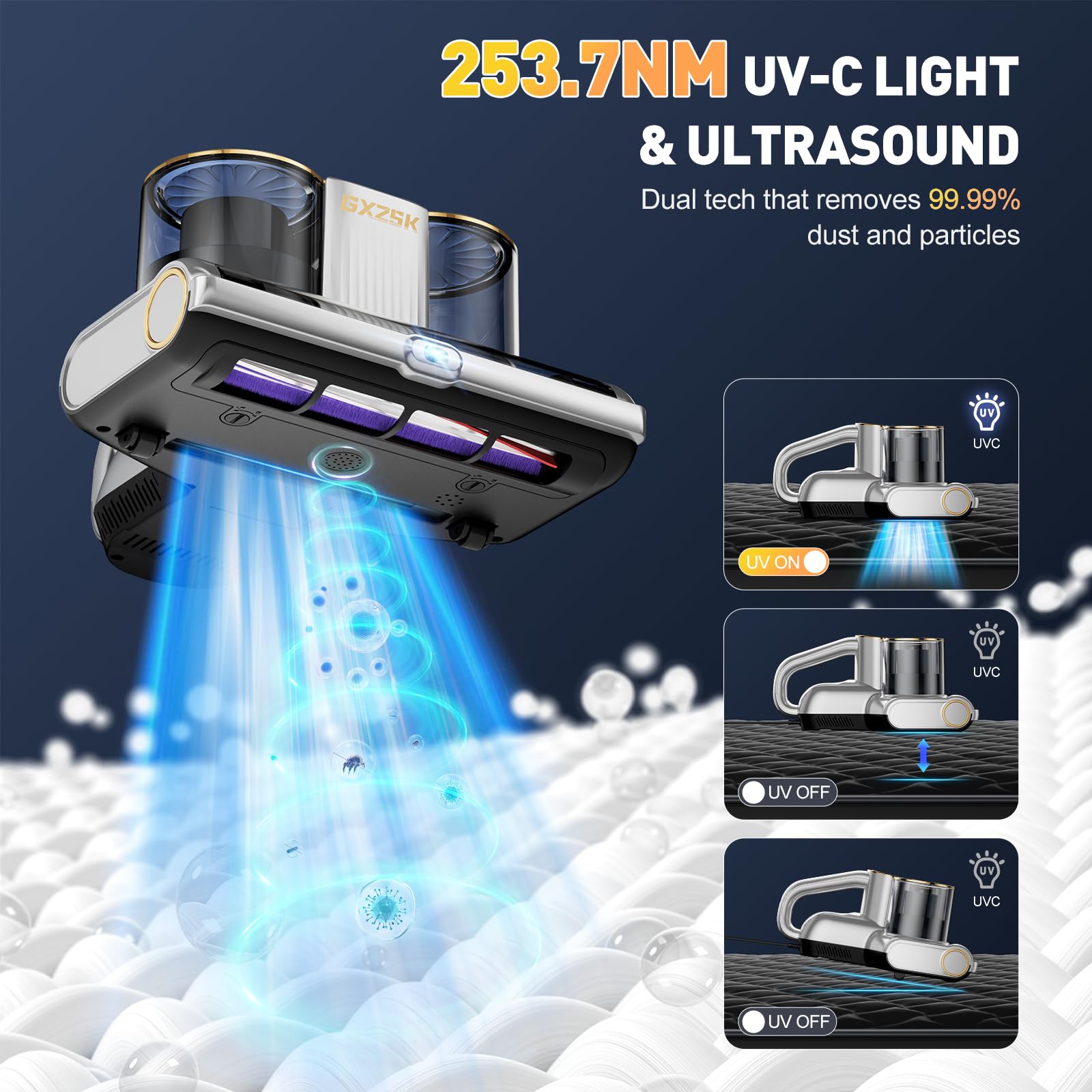 Gxzsk mattress vacuum ultrasonic tech aids deep particle capture
