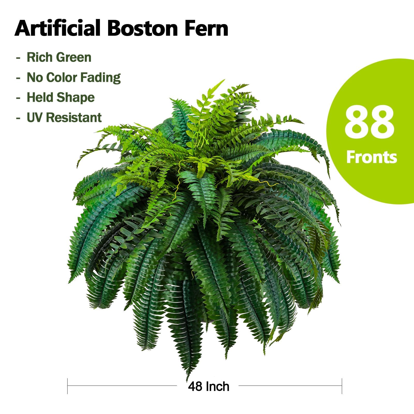 GYERB large artificial Boston fern in a bright living room.