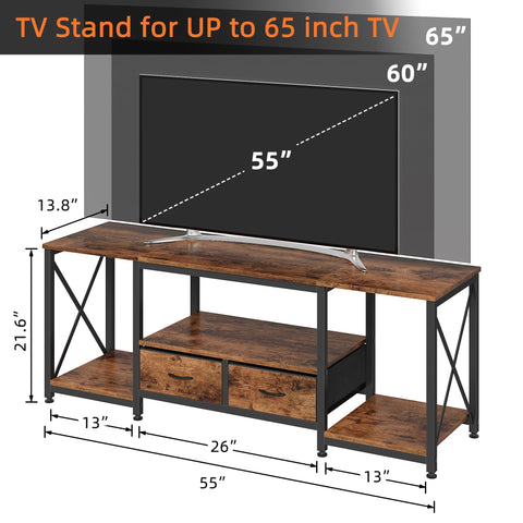 GYIIYUO TV Stand 55-inch compatibility,top surface designed for sizable TVs and components.
