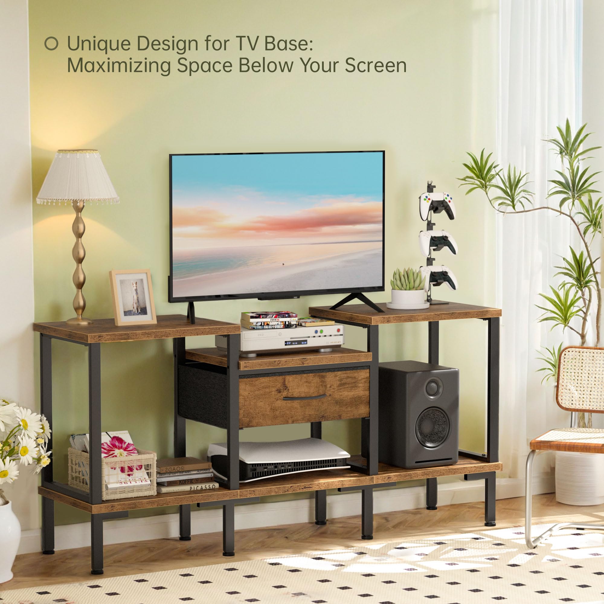 GYIIYUO LED TV Stand FSC-certified wood—eco-friendly construction.