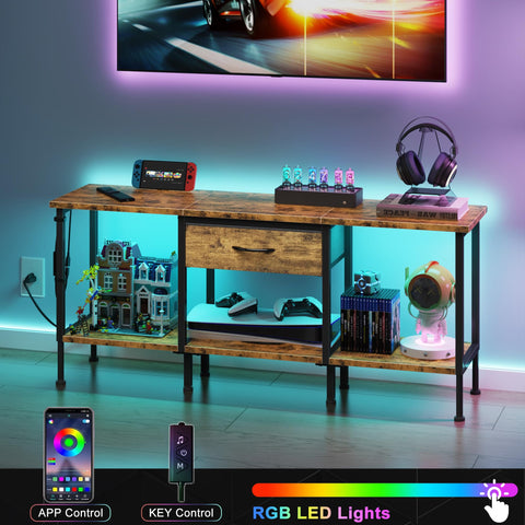 GYIIYUO LED TV Stand industrial frame—durable metal support.